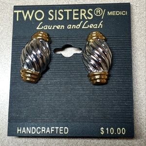 Vintage Two sisters designer clip on earrings